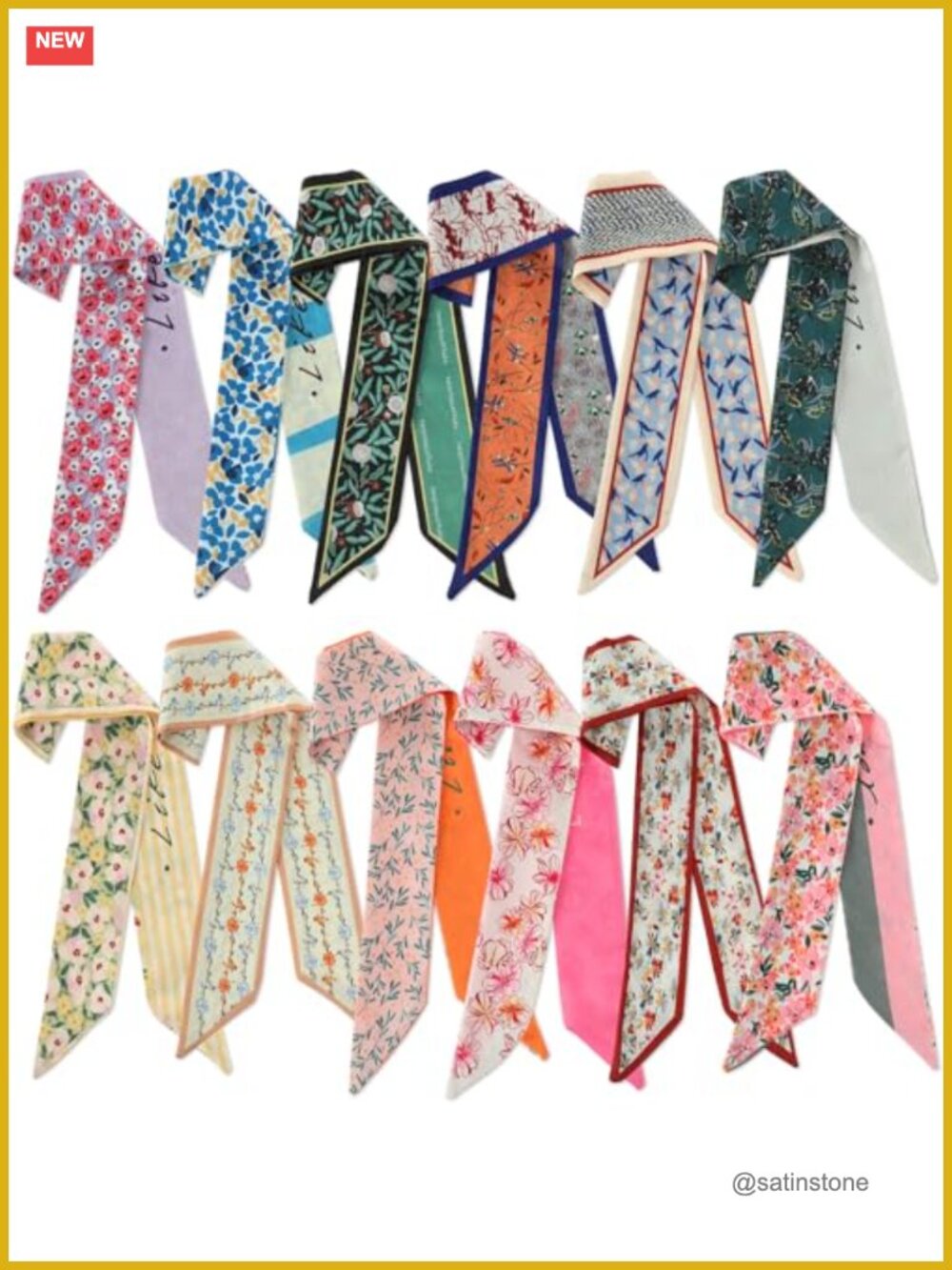Satin Polyester Purse Scarf 12 Piece Set Headband Neck Wrap Fashion Scarves